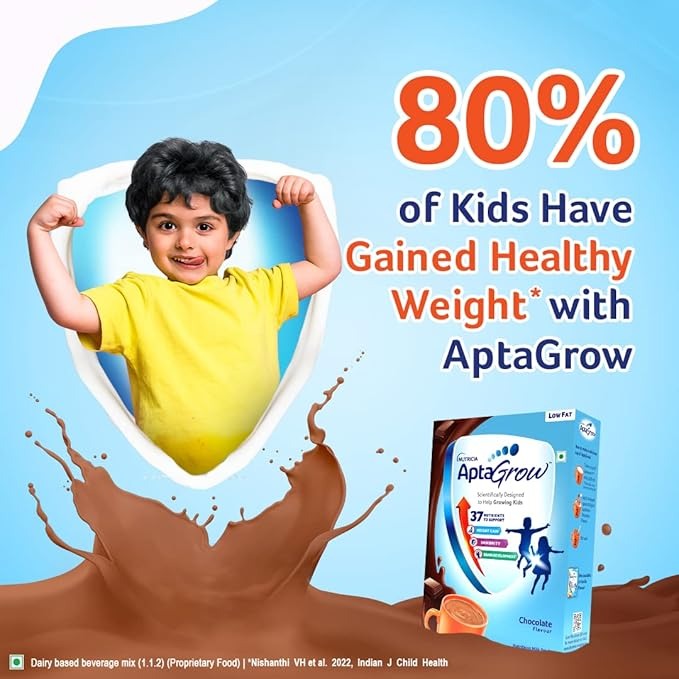 AptaGrow Milk Drink Powder Chocolate Powder for Kid s Height Gain - 400 gms