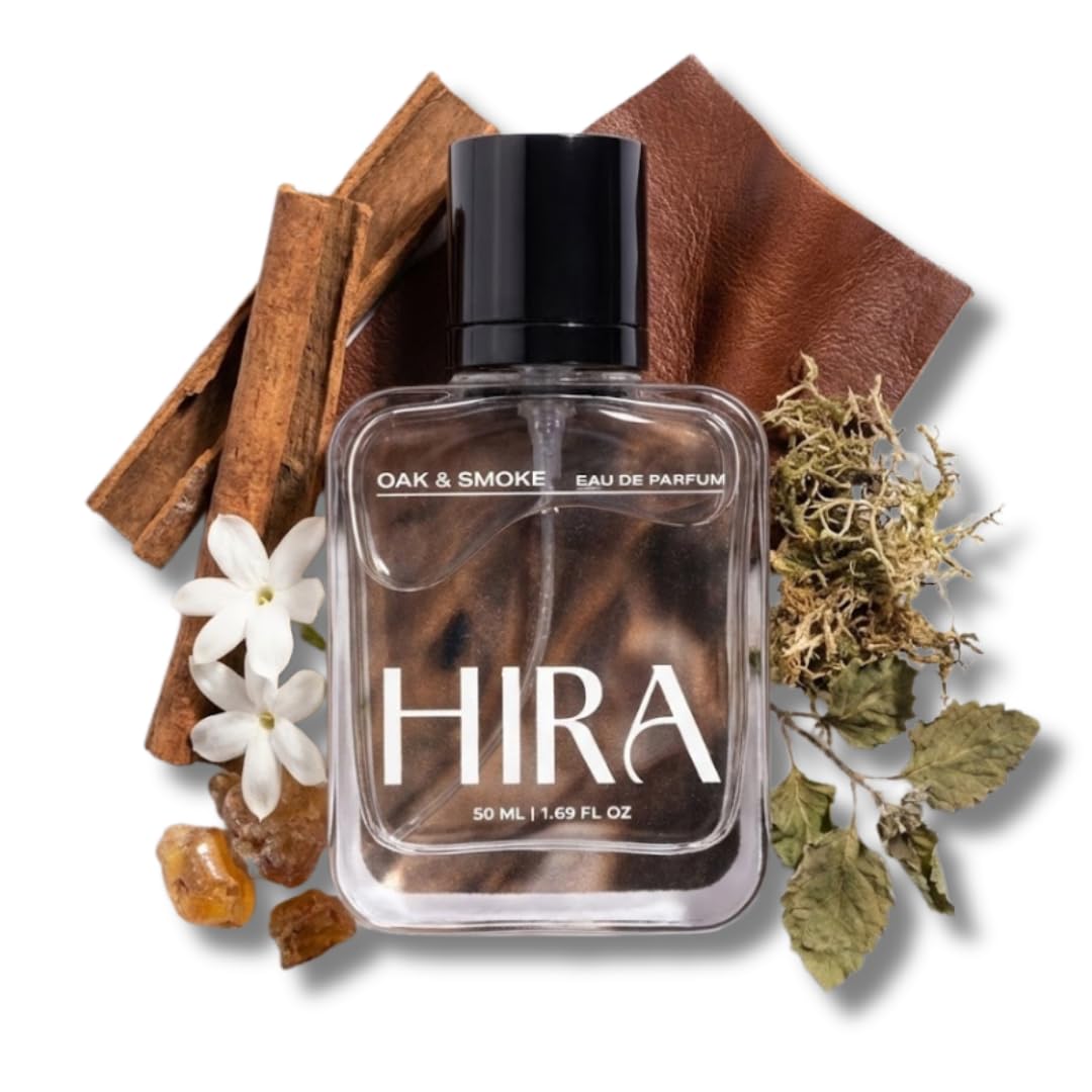 HIRA Oak and Smoke Perfume for Men 50ml | 12 Hours Long Lasting Eau De Parfum Premium Luxury Smell | Best Men Perfume with Earthy, Fresh & Citrus Scent | Bold Night-Out & Date Night Fragrance | Gifts for Men, boyfriend