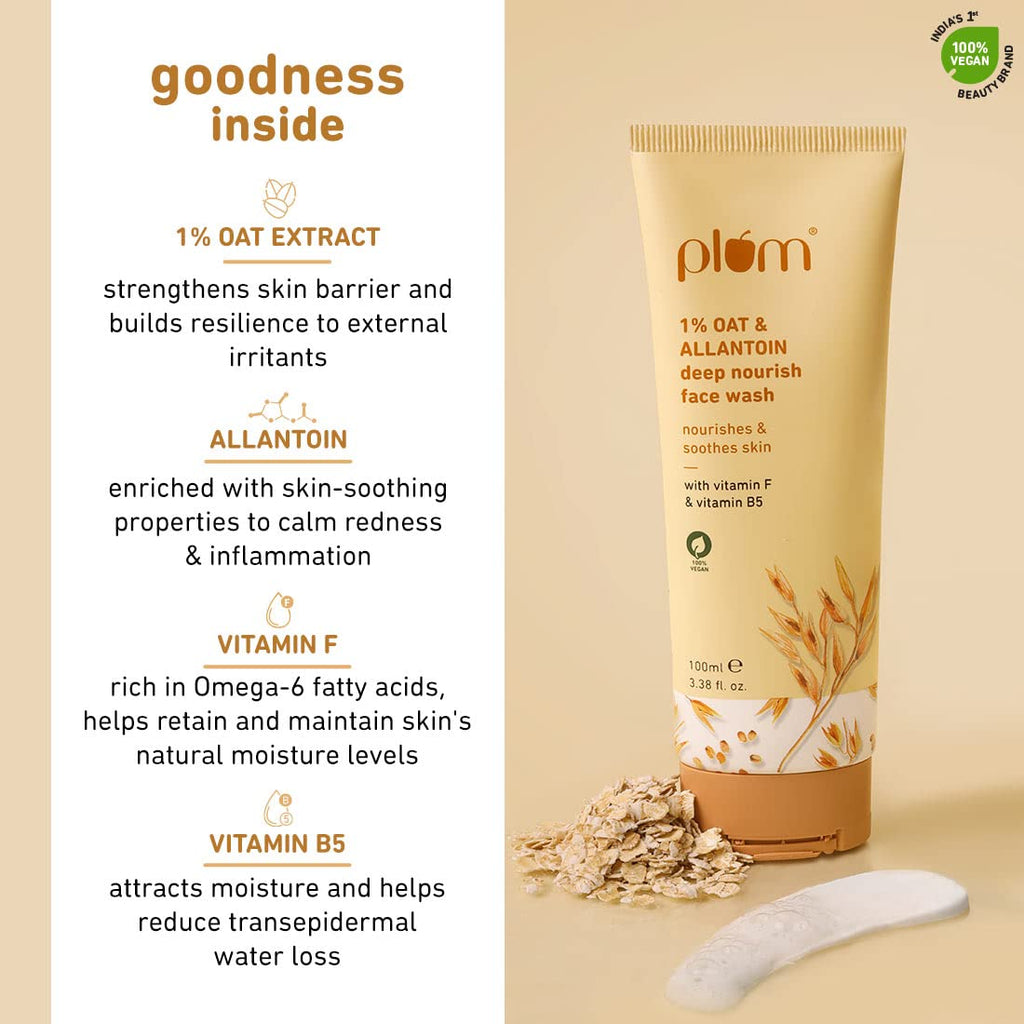 Plum 1% Oat & Allantoin Deep Nourish Face Wash For Dry, Sensitive Skin 15 ml