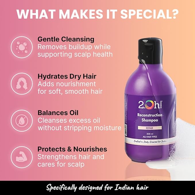 2.Oh Italian Reconstruction Shampoo for Frizzy and Dry Hair - 300 ml