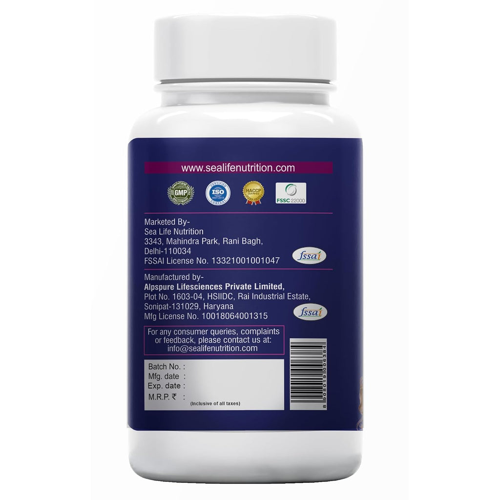 Sea Life Biotin Plus Tablets Prevent Hair Loss and Promotes Healthy Hair Growth | Glowing Skin And Longer Nails with Multivitamins & Sesbania Extract (60 Tablets Each) For Men and Women (Pack of-1)