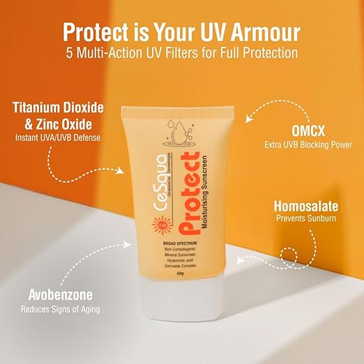 CeSqua Protect Hyaluronic Acid Sunscreen SPF 50+ PA++++ UVA UVB - 50 gms