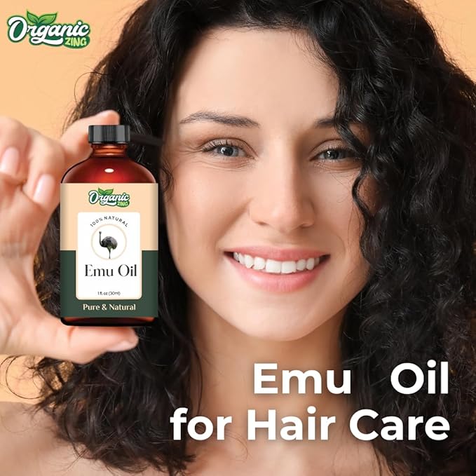 Organic Zing Emu (Dromaius Novaehollandiae) Oil | Carrier Oil for Skincare, Hair Care & Massage- 30 Ml
