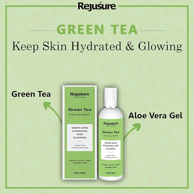 Rejusure Green Tea Facemist | Keeps Skin Hydrated & Glowing – 100 Ml
