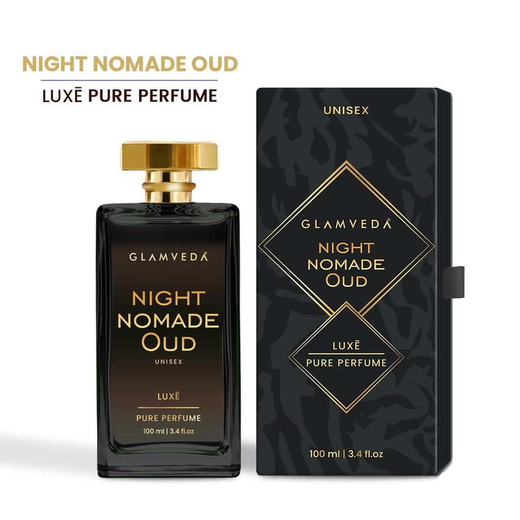 Glamveda Night Nomade Oud Unisex Pure Perfume 100ml | Luxury Long Lasting | Perfume for Man & Woman | with Raspberry, Spicy, Ambergris, Oud and Vanilla | Premium Fragrance