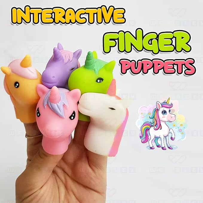 Wembley Unicorn 5 Pc Finger Puppets for Kids Soft & Squishy Educational Toy Set