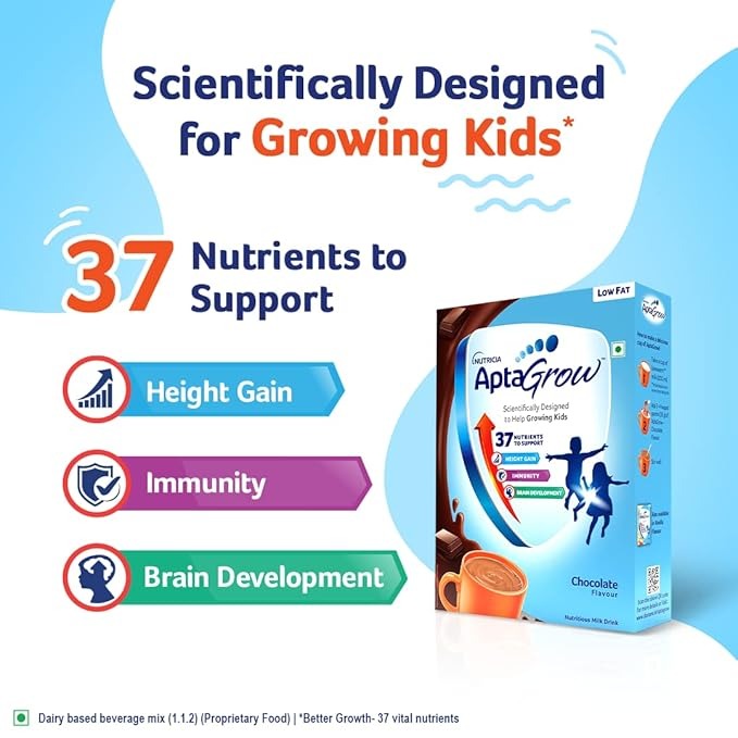 AptaGrow Milk Drink Powder Chocolate Powder for Kid s Height Gain - 400 gms