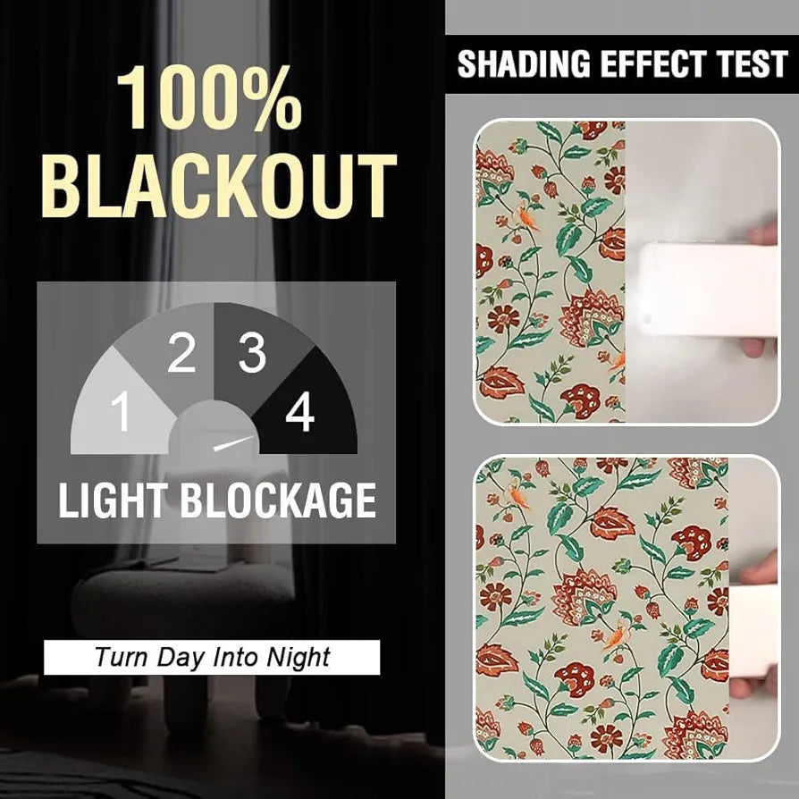 Cloth Fusion Blackout Printed Premium Door Curtains 7 Feet Long Set of 2 Red Flower