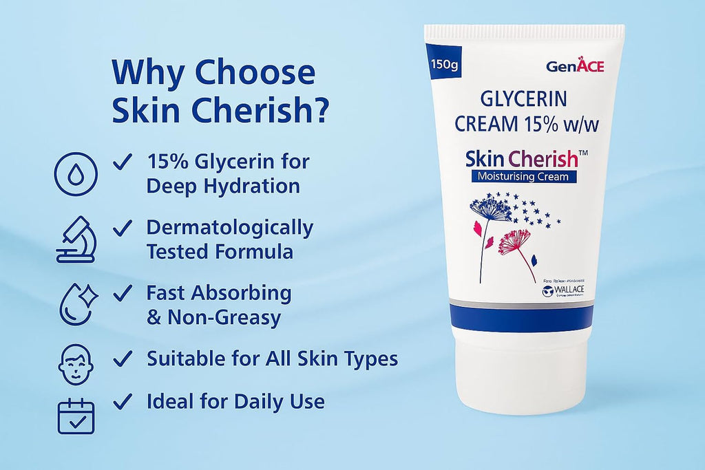 Skin Cherish Glycerin Cream 15% w/w â€“ 150g | Deep Moisturizing Cream for Dry & Sensitive Skin | Hydrating, Nourishing & Soothing Formula | Dermatologically Tested