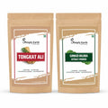 Simply Earth Power & Focus Combo: 50g Pure Tongkat Ali Root Powder (100:1 Extract) + 100g Ginkgo Biloba Powder - Herbal Blend for Stress Tolerance, Brain Health and Strength