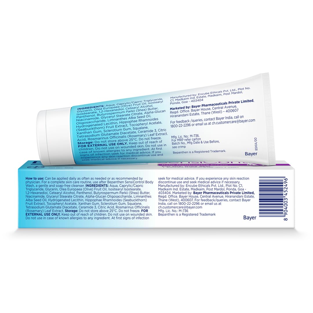 Bepanthen SensiControl Daily Moisturizing Cream (100g), Worldâ€™s No.1 Skincare Brand For Dry & Sensitive Skin, Moisturizer for Dry Skin & Hydration in Summer, Clinically Proven Barrier Repair, Dermatologically Approved