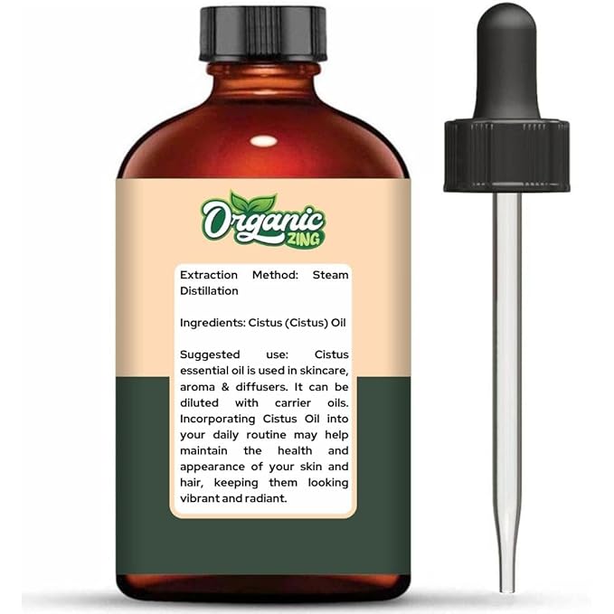 Organic Zing Cistus (Cistus) Oil | Essential Oil for Skincare, Aroma & Diffuser - 118 Ml