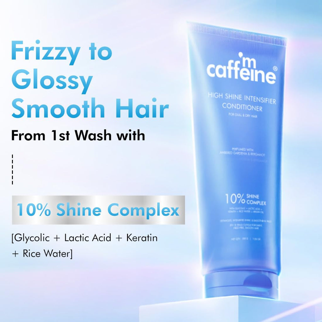 mCaffeine Glossy Hair Conditioner for Dry & Frizzy Hair| 10% Shine Complex with Glycolic Acid & Keratin| Smoothens Hair Fiber| 48 Hr Frizz Control| Fresh Floral Fragrance - 200ml