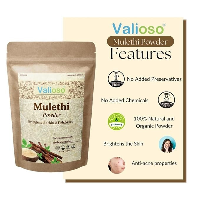 Valioso Pure Mulethi Powder For Face Skin And Hair - 100 gms