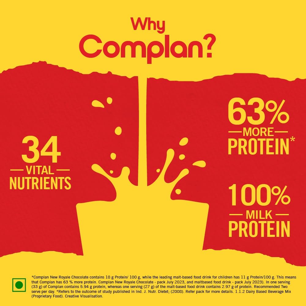 Complan Nutrition Drink Powder for Children Kesar Badam Flavour - 500 gms Jar