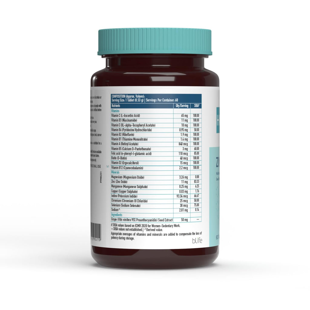 HealthKart HK Vitals Zinc Supplements (60 Tablets) | With Vitamin C, Vitamin D3, Multivitamin and Multimineral | Immunity Boosters For Adults