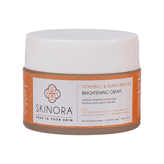 Skinora Brightening Cream With Vitamin C & Alpha Arbutin for All Skin - 50 Gms