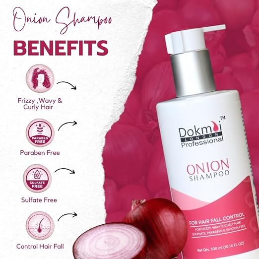Dokmai London Onion hair Shampoo for Anti Hair Fall - 300 ml Each (Pack of 2)