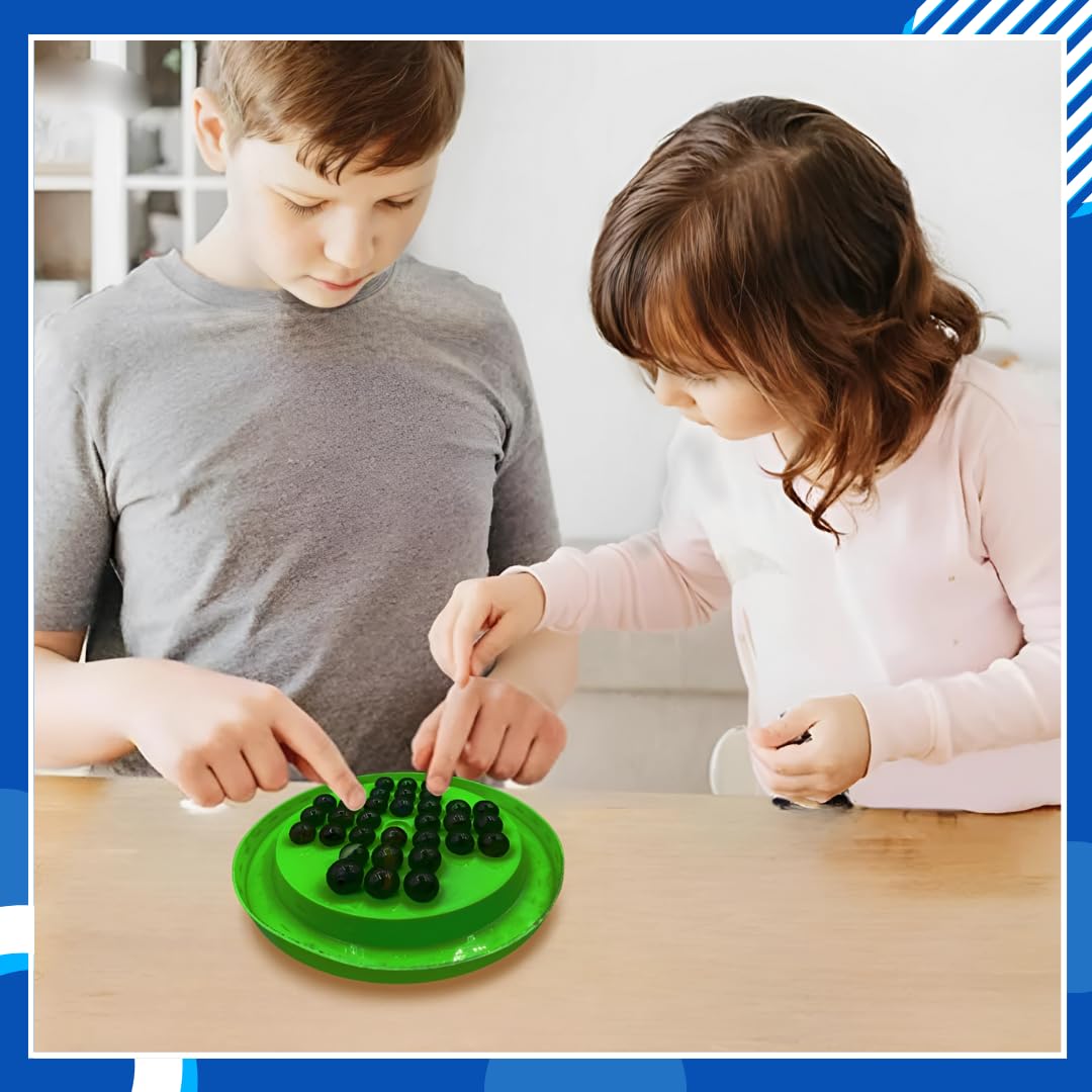 Kids Mandi Brainvita Board Game with 32 Marbles Marble Solitaire