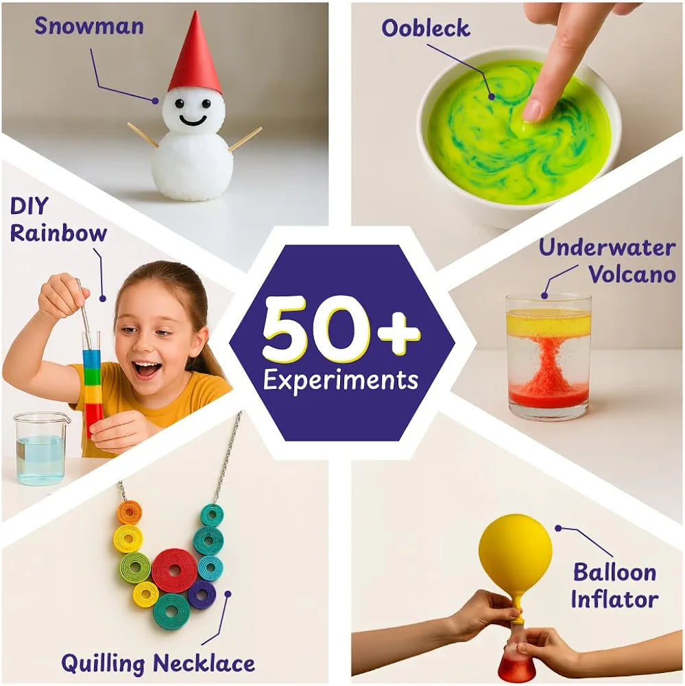 PW Girls Science Kit: 50+ Science Experiments Kit Including DIY Nail Art, Personalised Jewellery Educational Toy for Kids 4+ Year Old
