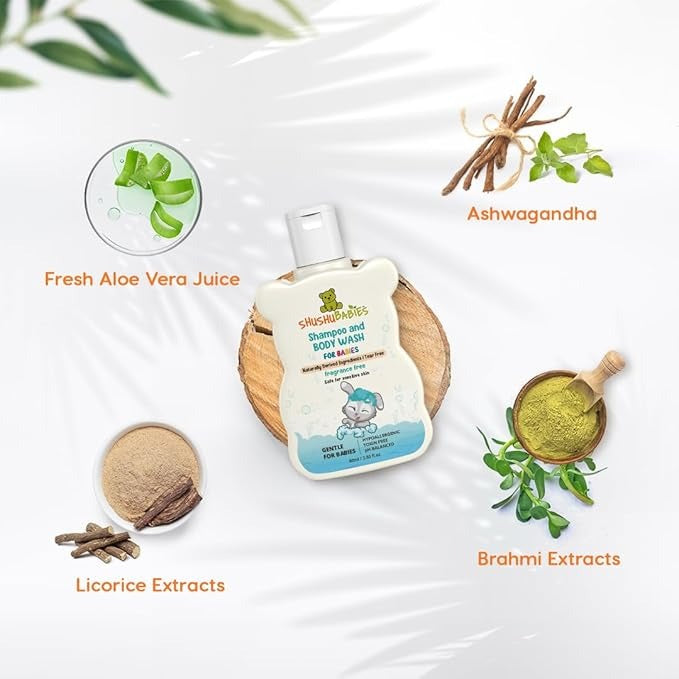 ShuShu Babies Fragrance Free Shampoo & Body Wash - 60 ml (Pack of 2)