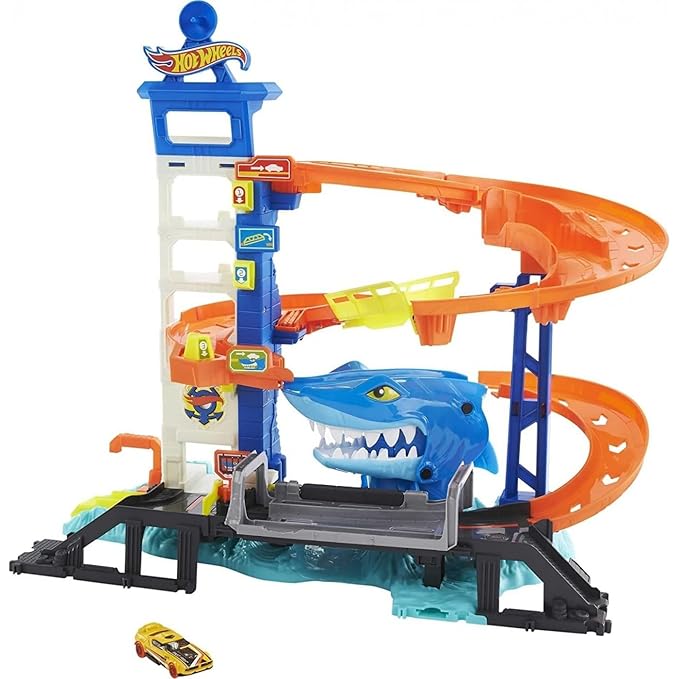 Hot Wheels Track Set and 1:64 Scale Toy Car Multi-Level Playset