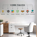 StickMe Core Values Office Corporate Motivational Quotes Wall Sticker Large - 240 x 75 cm
