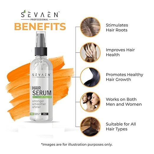 Sevaen Professional Hair Serum With Argan Oil Unisex - 50 ml Each (Pack of 2)