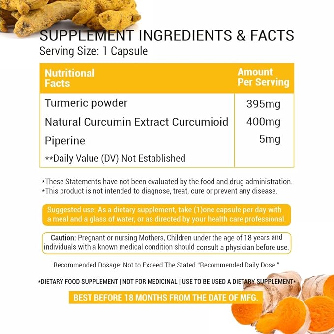 Prasatti Herbal Organic Curcumin Capsule - 90 Veg Caps