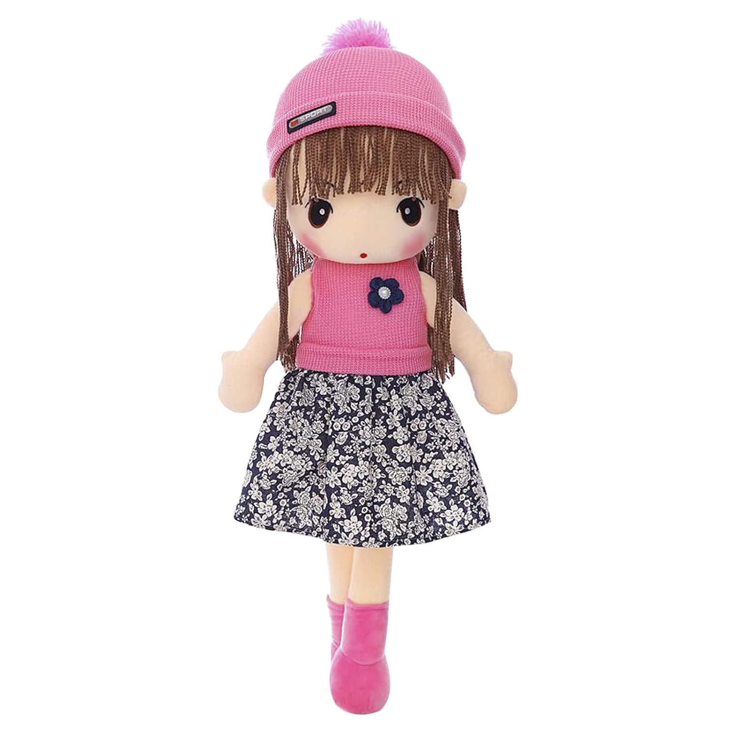 Tickles Doll with Cute Cap Soft Stuffed Plush Toy for Kids Color Pink 45 cm