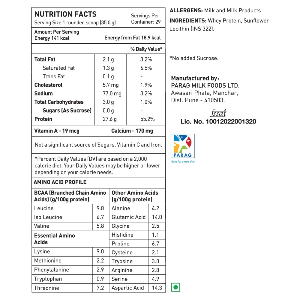 avvatar Whey Protein | 1Kg | Unflavoured | 27g Protein | 29 Servings | Isolate & Concentrate Blend