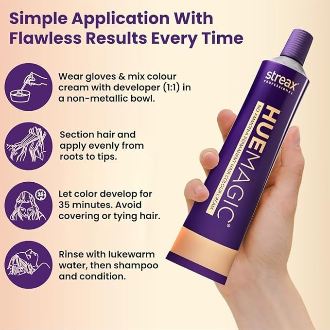 Streax Professional HueMagic Permanent Hair Colour Cream Dark Brown 3 - 90 gms