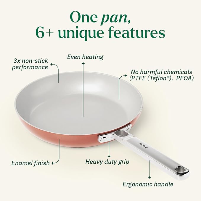 Ember Cookware Arcilla Ceramic Non-stick Egg Pan 20cm | Stainless Steel Handle | Terracotta