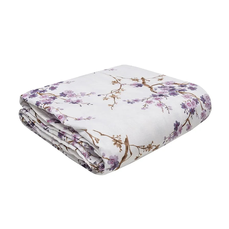 Trance Home Linen 150 GSM Pure Cotton Reversible Dohar Double Bed Size Ac Blanket Comforter Soft Light-Weight Bed Blanket Colour Akira Lavender