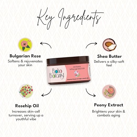 Boho Botanist Rose & Peony Sugar Body Scrub - 200 gms
