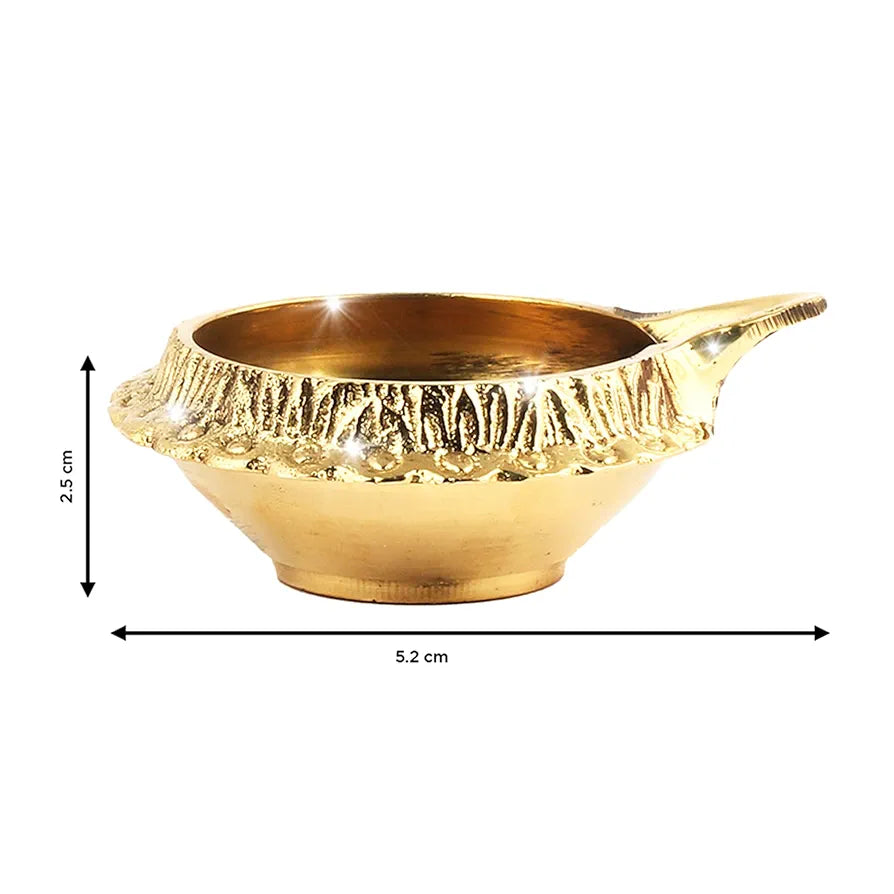 Shubhkart  Brass Kuber Diya for Pooja Heavy Base Oil Lamp Traditional Brass Diya Set of 2