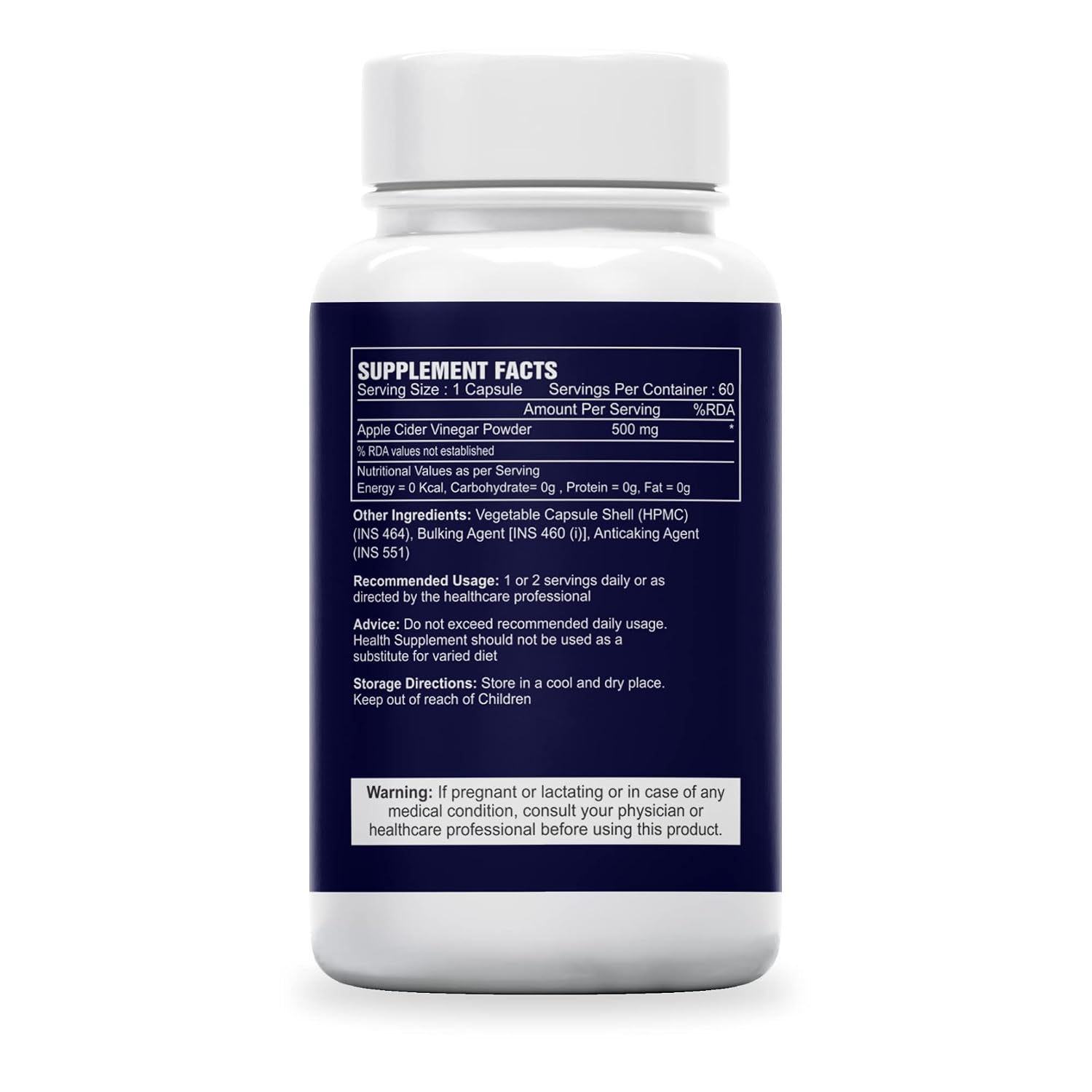 Sea Life Apple Cider Vinegar 500mg Capsules for Weight Loss Management (60 Veg Capsules),Boost Energy | Supports managing blood sugar levels | Improves Cholesterol Levels.