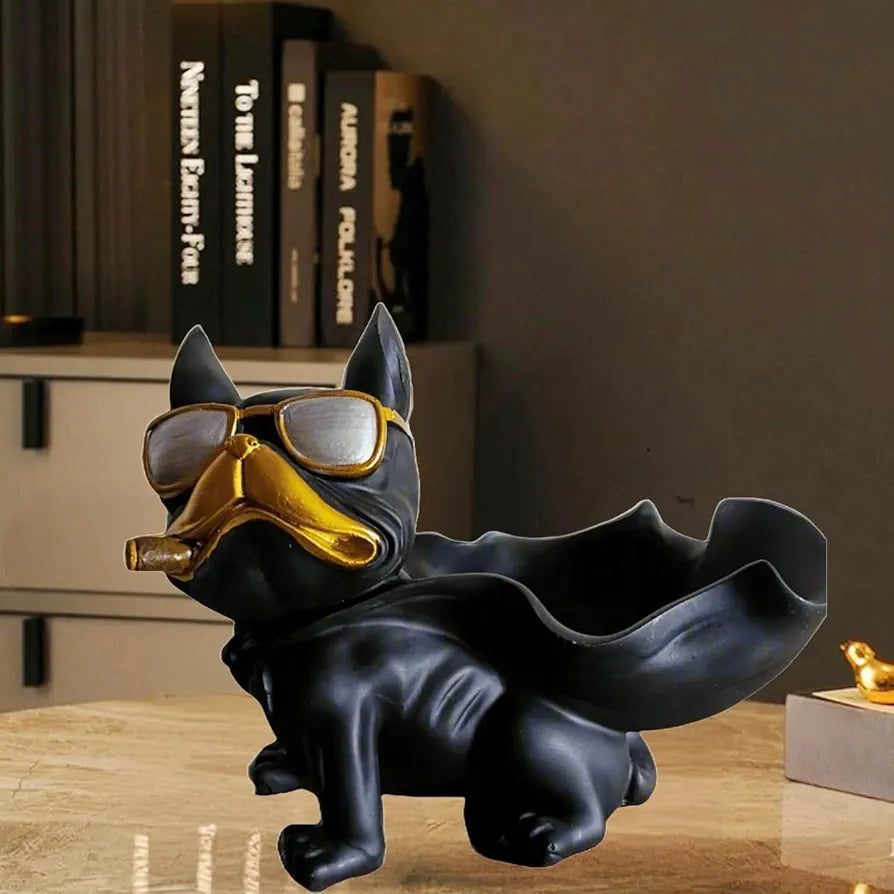 Alila Bulldog Dog Sculpture Storage Statue Animal Figurine for Table Tray Keys Jewelries Holder 7.7 inches