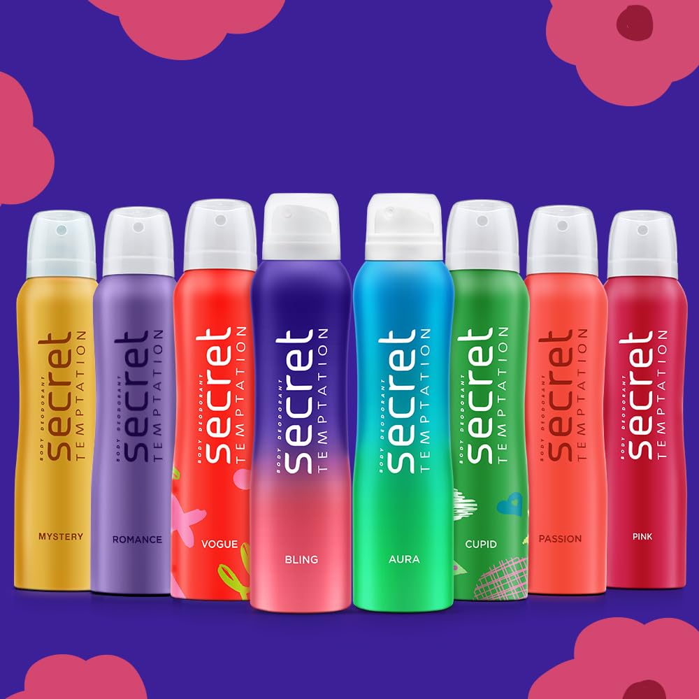 Secret Temptation Bling Deodorant for Women 150ml | Spicy-Sweet Gourmand Fragrance | Black Currant & Vanilla | Long-Lasting Freshness | Ideal Womenâ€™s Party Deo