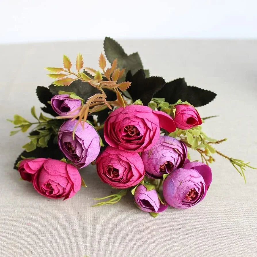 2 Pcs Artificial Rose Flower Sticks Pink