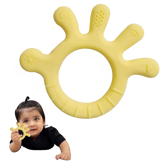 Kidology Finger Shape Teether for Babies 6+ Months Yellow