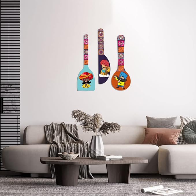 Artvibes Wooden Wall Hanger for Home | Set of 3