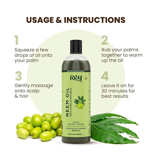 Rey Naturals Cold Pressed Pure Neem Oil For Hair - 200 ml