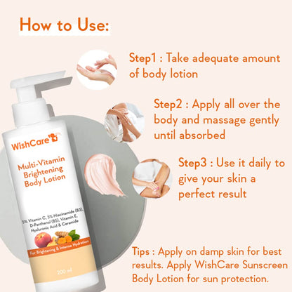 WishCare Multi-Vitamin Brightening Body Lotion - 200 ml