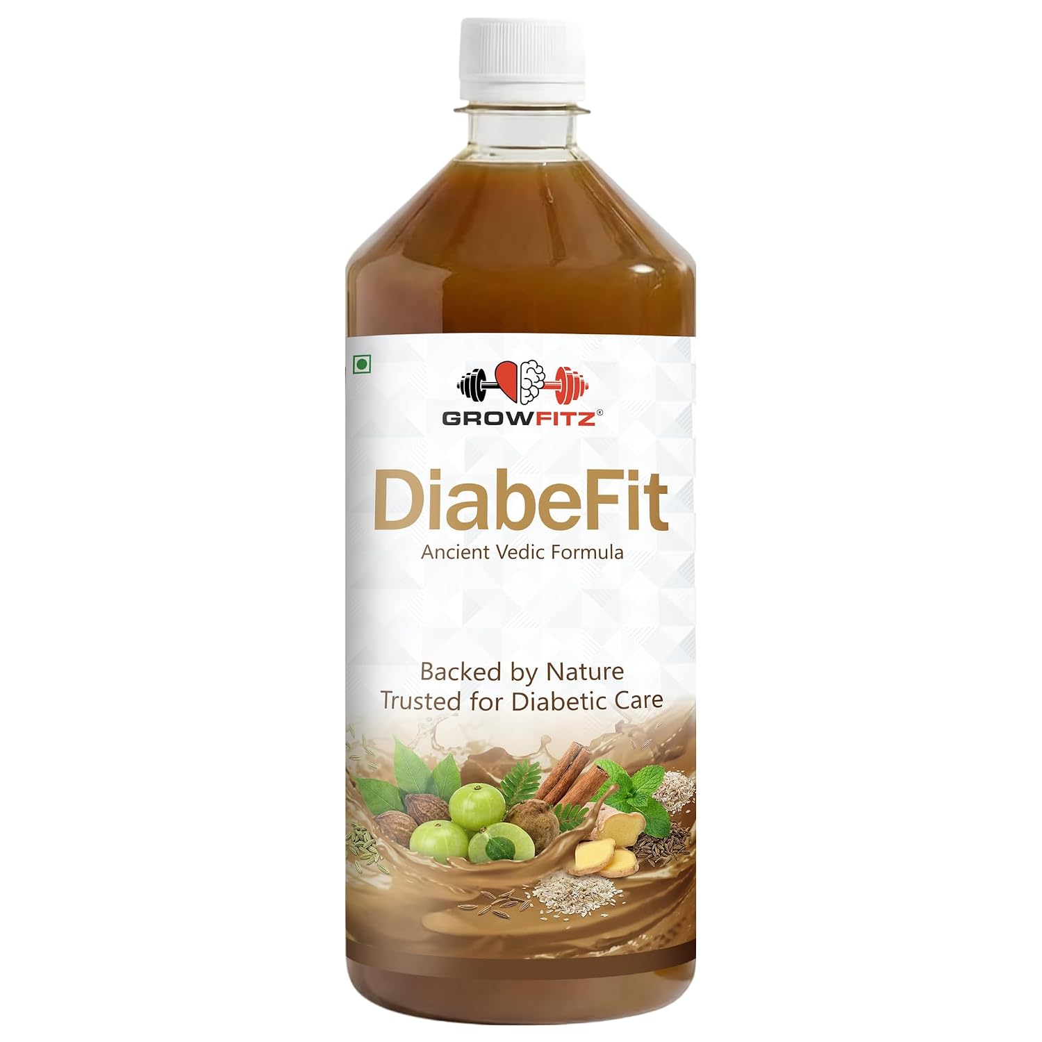 Growfitz Diabefit Herbal Wellness Juice 1L | Supports Healthy Blood Sugar Metabolism & Energy Balance | Amla, Karela, Jamun, Giloy, Neem & Tulsi | No Added Sugar