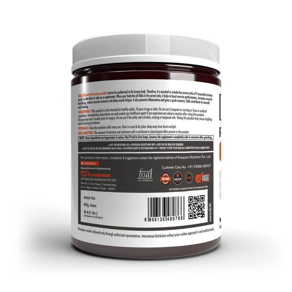 Klr.Fit's EAA Intra - Training/Workout drink Powder with BCAA helps provide Muscle Recovery | Hydration | Performance All 9 Essential Amino Acid- 50 servings