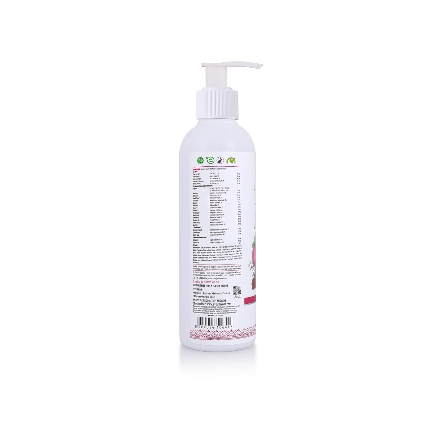 Ayouthveda Anti Hair Fall Shampoo with Onion & Coffee | Natural Formula with Aloe vera, Reetha, Shikakai & Neem | Reduces Hair Fall, Improves Hair Density & Scalp Health | 200 ml (Pack of 1)
