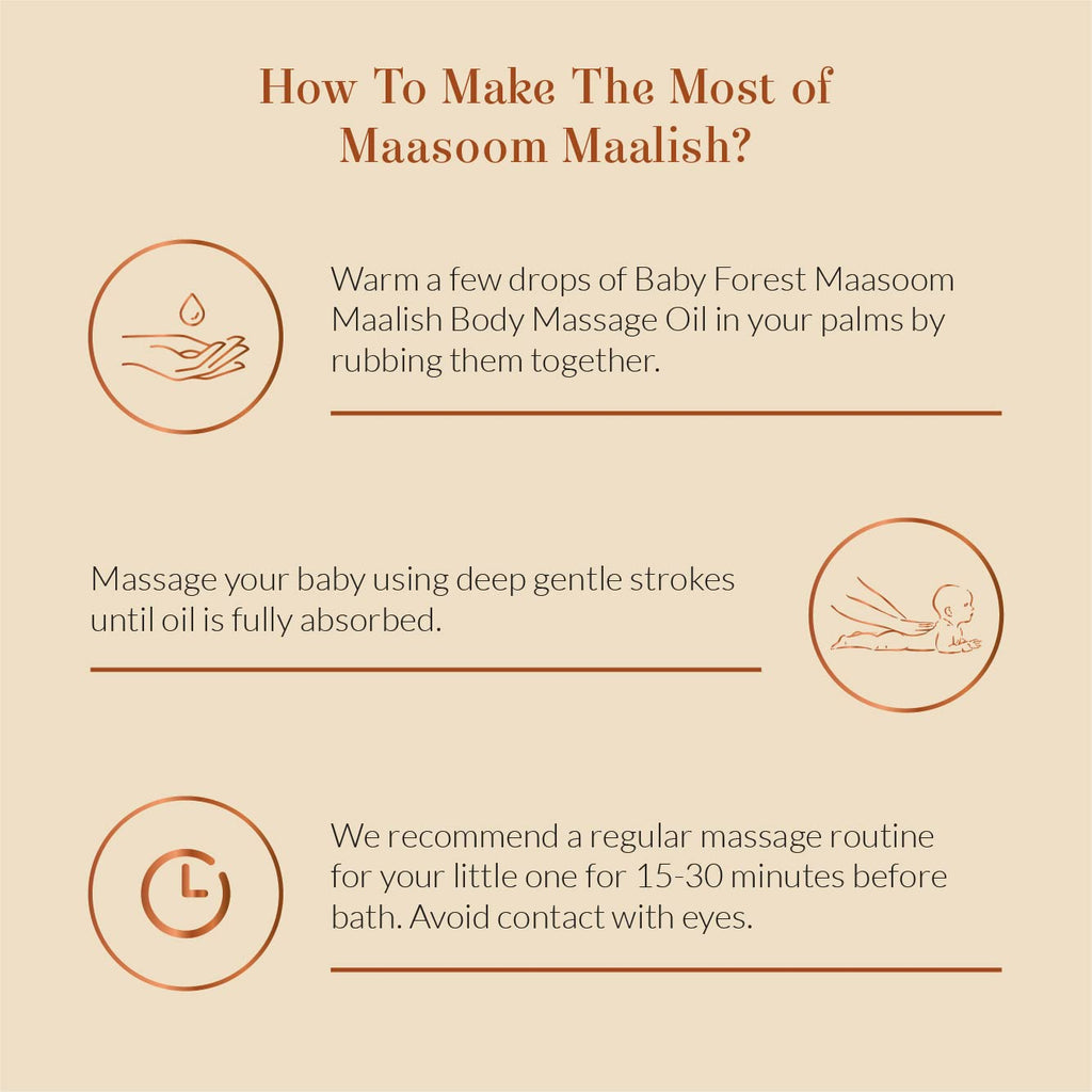 Baby Forest Maasoom Maalish Baby Body Massage Oil | Ayurvedic Baby Massage Oil for Kids | Derma Safe | Cruelty-Free | Vegan | 200 ML