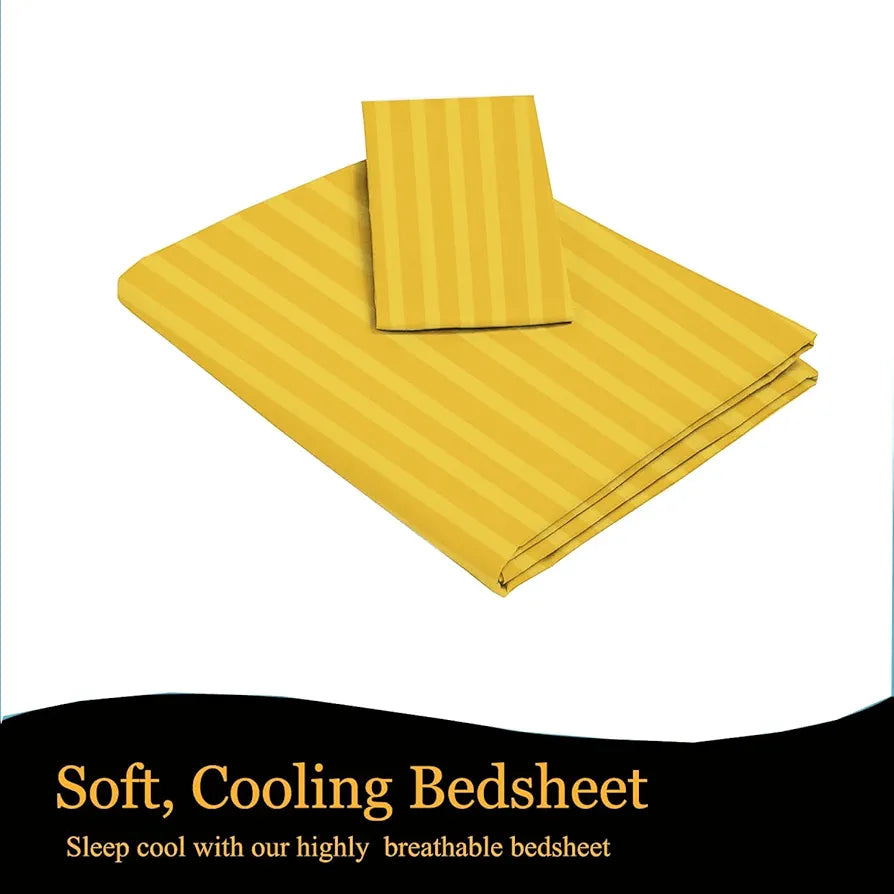 Starnstyle 220 Glace Cotton 1 Single Bedsheet with 1 Pillow Cover  Yellow