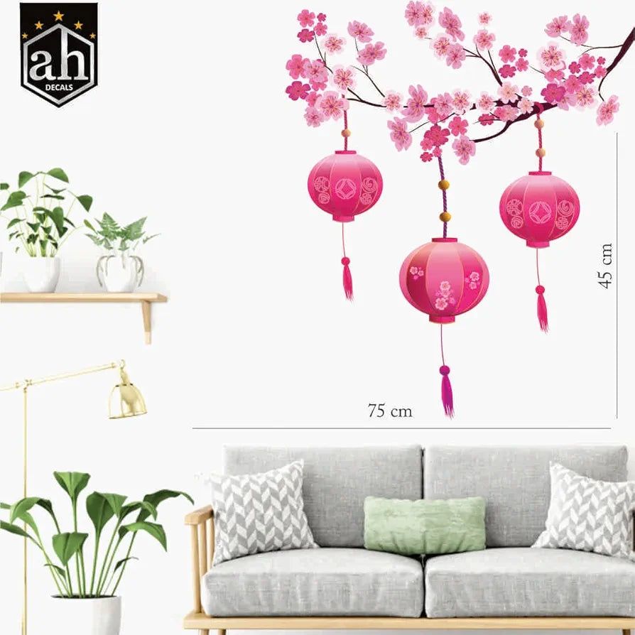 AH Decals Vinyl Decorative Cartoon Lamp Wall Stickers Chinese lamp